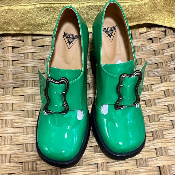 *NEW* 2024 Fluevog Stop It SOSTA Mary Janes, Green Patent, Size 9! GORGEOUS! - Picture 4 of 12